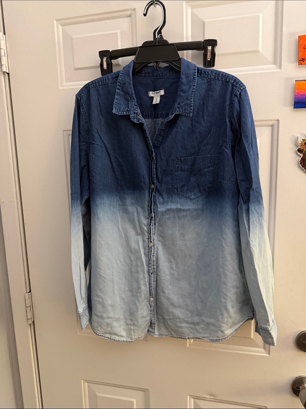 Old Navy Blue Ombre Button-Down Denim-Style Shirt